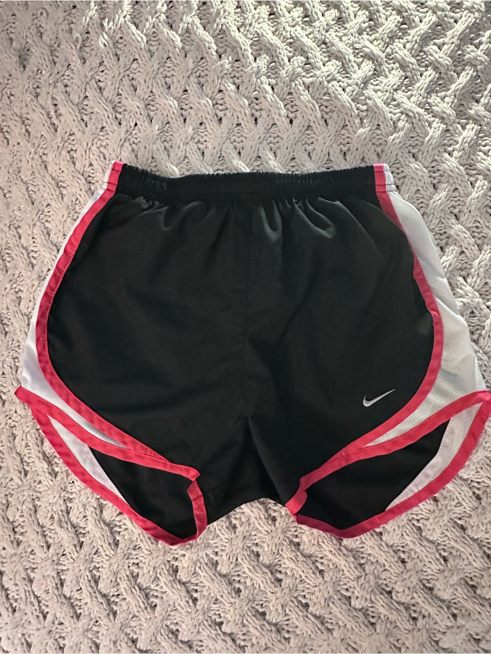 Nike Black Shorts with Pink Trim and White Panels